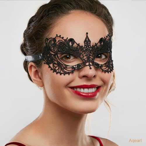 Aqearl Masquerade Mask for Women Lace Eye Mask Venetian Halloween Mask for Costume Party Prom Ball