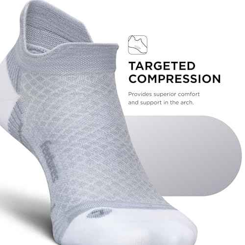 Feetures Plantar Fasciitis Relief Sock Light Cushion No Show Tab - Targeted Compression Sock for Women & Men - Medium, Gray (3 Pair)