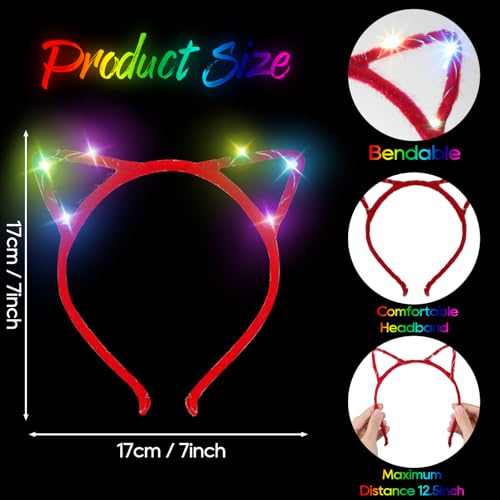 WILLBOND 40 Pcs LED Cat Ears Headband Cute Glow Light up Cat Headband Kitty Ears for Women Lady Festival Birthday Party