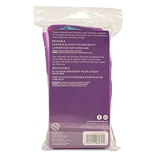 Goody Styling Essentials Shower Cap, 3 Count - Protect Your Hairstyle While Remaining Comfortable - Made With Durable And Waterproof Materials - Hair Accessories For Men, Women, Boys, And Girls