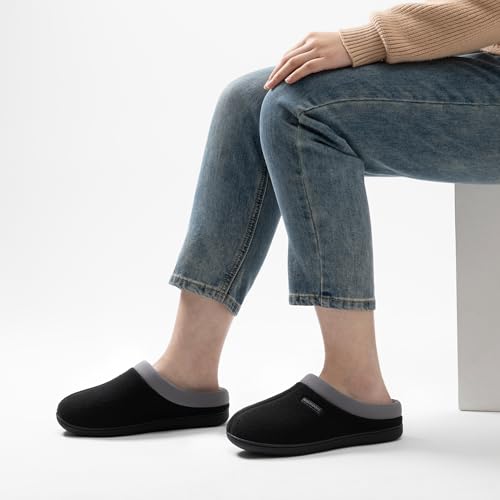 RockDove Women's Polar Fleece Two-Tone Memory Foam Clog House Slippers Non Slip Rubber Sole Indoor Outdoor Machine Washable