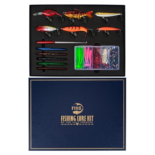 104PCS Fishing Lures Kit with Glide Bait, Hooks,Weights, Fish Hook Remover Tool& Fishing Accessories, Fishing Gear Set for...