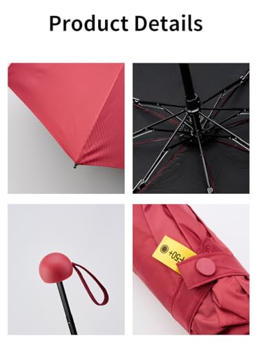 Compact Travel Umbrella - 7.5 in Folded, Lightweight Pocket Size with Case
