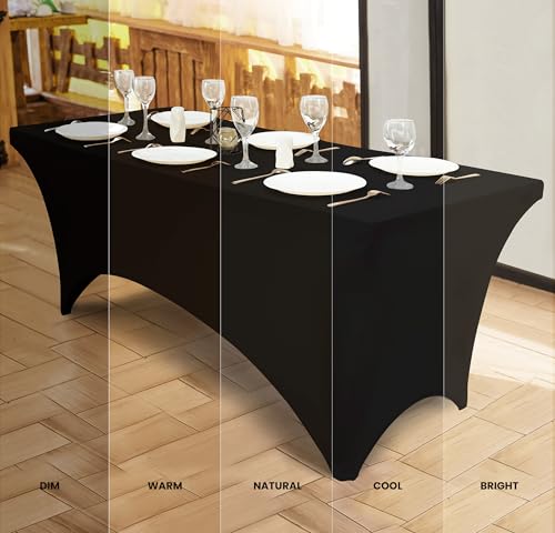 Utopia Kitchen Spandex Tablecloth 2 Pack [4FT, Black] Tight, Fitted, Washable and Wrinkle Resistant Stretch Table Cloth Re...