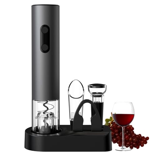 COKUNST Electric Wine Opener, 4-in-1 Wine Bottle Opener Set with Base, Cordless Automatic Battery Operated Corkscrew with ...