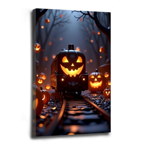 Victorian Dark Decor Minimalist Gothic Prints Canvas Wall Art Halloween Pumpkin Lantern Train Posters Antique Style Wall Decor Modern Dark Academia House Decoration