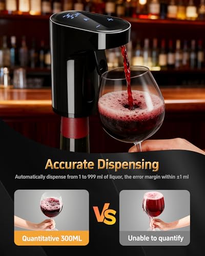 5-in-1 Electric Wine Decanter with Aerator,Smart Liquor Dispenser Adjustable Dosing,Digital Whiskey Pourer,Automatic Liquo...