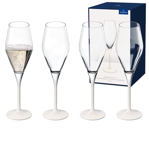 Villeroy & Boch - Manufacture Rock Blanc Champagne Flute Set, 4 pcs. Set of Drinking Glasses for Champagne and Sparkling W...