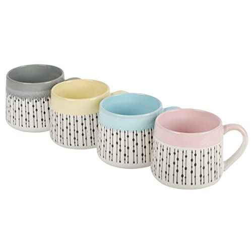Gibson Home Morning Mist 15 OZ 4 Pack Belly Shaped Stoneware Mugs