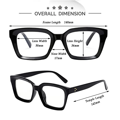 Kursan Classic Non Prescription Clear Lens Black Glasses for Women Men Thick Square Frame Eyeglasses