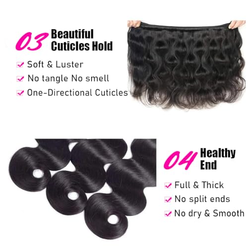 14A Human Hair Bundles 32 Inch Body Wave Bundles 100% Unprocessed Brazilian Virgin Hair 1 Bundle Body Wave Human Hair Extensions Quick Weave