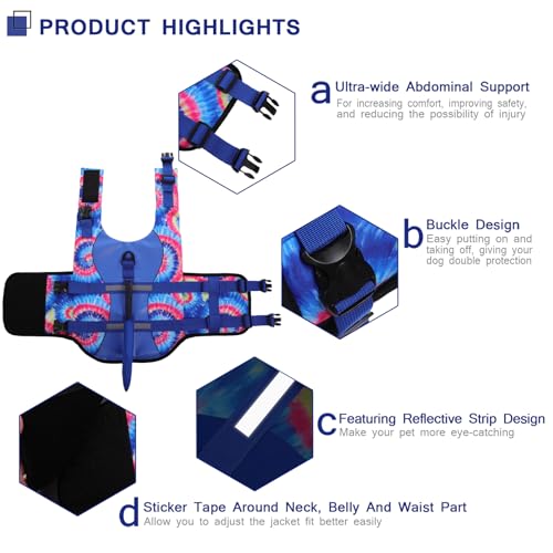ASENKU Dog Life Jacket - Pet Safety Vest for Swimming & Boating, Shark Life Jacket with Floatation, Dog Lifesavers Swimsui...