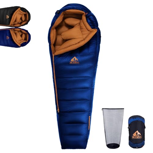 Down Backpacking Sleeping Bag for Cold Weather 20°F to -11°F, XXL Large Ultralight Sleeping Bag Ideal for Adults Camping, ...