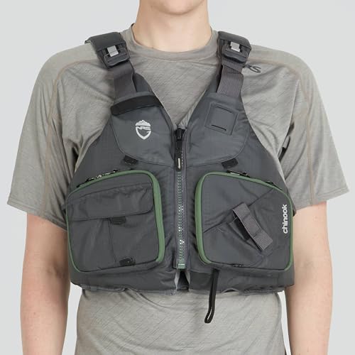 NRS Chinook Fishing Life Jacket for Fishing | Adult USCG Type III PFD | Mesh Back Front Zip Vest with Pockets for Rafting,...