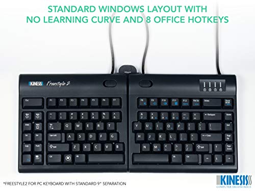 KINESIS Freestyle2 USB-A Ergonomic Keyboard w/ VIP3 Lifters for PC (9" Separation) (KB820PB-US)