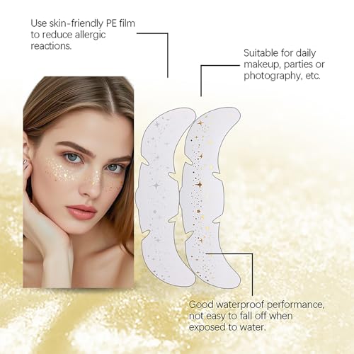 Face Glitter Freckles Tattoo, Gold Glow Up Makeup Patches, Face Glitter Makeup Speckles Patches, Cute Glitter Makeup Acces...