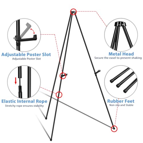 Thickened Easel Stand for Sign 65'' Metal Art Easels for Wedding, Portable Picture Stands for Display, Collapsible Floor E...