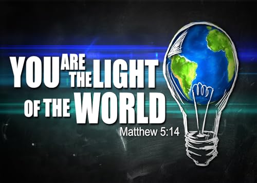 BELECO 7x5ft Fabric You are The Light of The World Backdrop Light Bulb Matthew 5:14 Background for Theme Party Decorations...