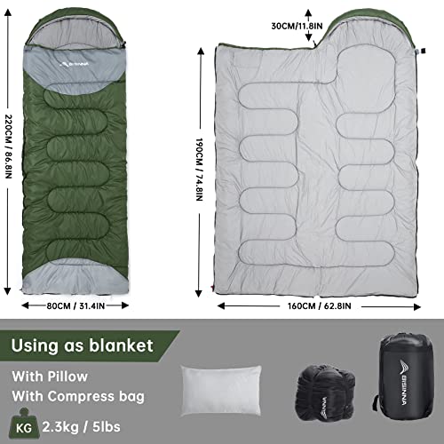 BISINNA 0 Degree Winter Sleeping Bags(480GSM) for Adults-Cold Weather Camping Sleeping Bag-Comfortable Warm Portable Sleep...
