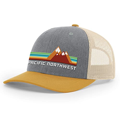 Pacific Northwest Trucker Hat - Richardson 115 Embroidered Snapback Cap for Men & Women - Hiking, Camping & Outdoor Adventure
