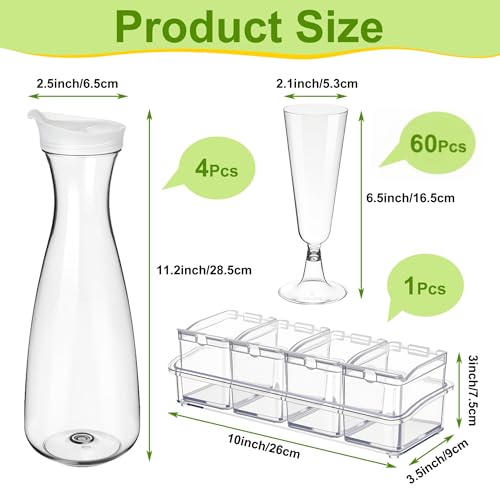 Potchen 65 Pcs Mimosa Bar Supplies Including Plastic Champagne Flutes, Water Carafe, Clear Condiment Server with Lid and S...