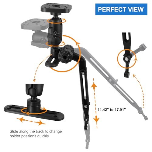 WINDFRD Kayak Fish Finder Mount with Transducer Mounting Arm, 1.5" Ball Marine Electronic Mount for Boat Track, Universal ...