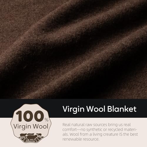 Molithe 100% Wool Blanket, 62" x 86", Warm, Thick, Washable, Military Wool Blanket, Great for Camping, Outdoors, Sporting ...