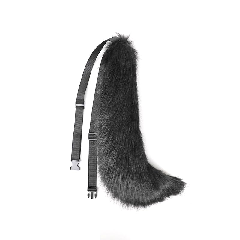 LAIDIC Therian mask and Tail Animal Costume Set with Cat Ears Therian Paws Fluffy Faux Fur Boots for Women Halloween Cosplay (Black set with boots, Size 5 boots)