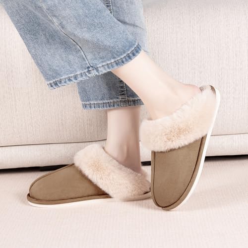 Metog Women's House Slippers Fluffy Soft Warm Slip On Bedroom Shoes Anti-Skid Cozy Plush for Indoor Outdoor