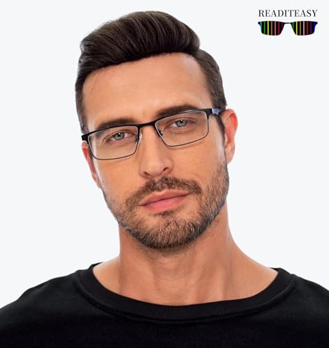 READITEASY 3 Pack Reading Glasses 2.5 Men Blue Light Blocking, Readers Men with Spring Hinge Reduce Eyestrain/UV/Dryness, ...