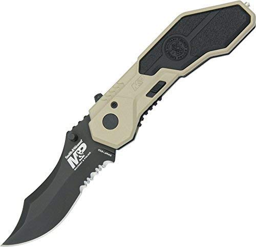 Smith & Wesson M&P SWMP1BSD 7.1in S.S. Assisted Folding Knife with 2.9in Serrated Clip Point Blade and Aluminum Handle for...