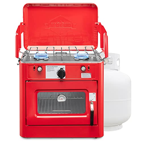 Hike Crew Outdoor Gas Camping Oven w/Carry Bag | CSA Approved Portable Propane-Powered 2-Burner Stove & Oven | Auto Igniti...