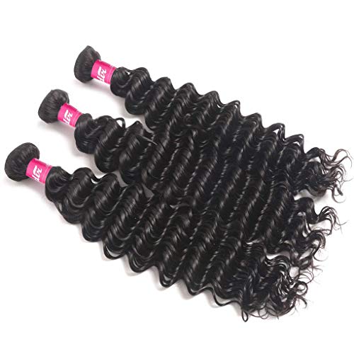 Odir Deep Wave Human Hair Bundles 18 20 22 Unprocessed 9A Brazilian Deep Curly Wave Virgin Hair 3 Bundles 300g Remy Hair Extensions Natural Color