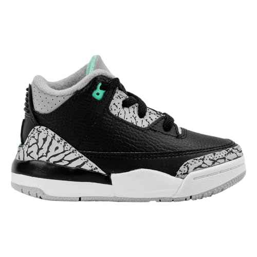 Air Jordan 3 Retro Green Glow Infant Toddler Lifestyle Shoes (Black/Green Glow/Wolf Grey/White)
