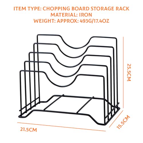 Sunicon Cutting Board Holder Rack, Pot Pan Lids Holder Chopping Board Organizer Thin Bakeware Tray Dry Display Stand for K...