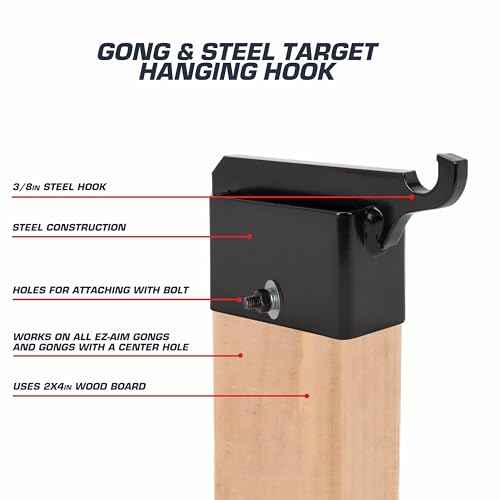 Allen Company EZ Aim Steel Gong Shooting Target Hanging Hook, for 2" x 4" Mount, 2.1 lbs., Black