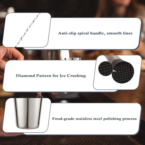 Primero Basics 13-Piece Bartender Kit Bar Tool Set – Boston Cocktail Shaker Set with Muddler,Strainer,Jigger,Spoon–Home Ba...