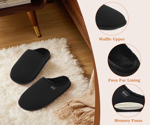 ONCAI Women's House Slippers, Cushion Memory Foam Waffle Upper Home Comfortable Warm Winter Cozy Soft Lightweight Indoor B...