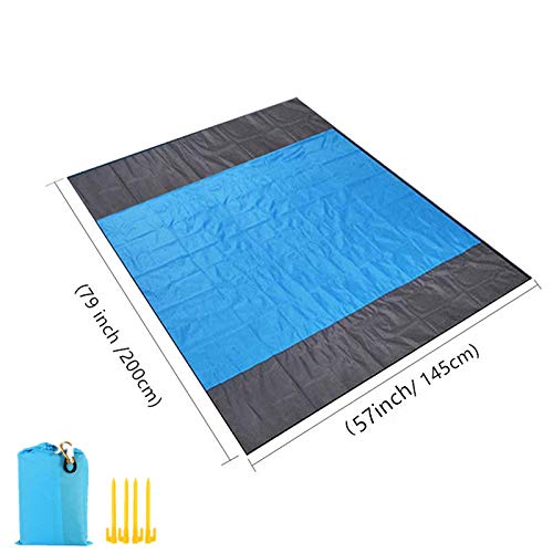 Eastjing 79" x 57" Sand Free Beach Blanket Water Resistant & Sand Proof Beach Mat, Soft Ripstop Nylon Pocket Picnic Blanke...