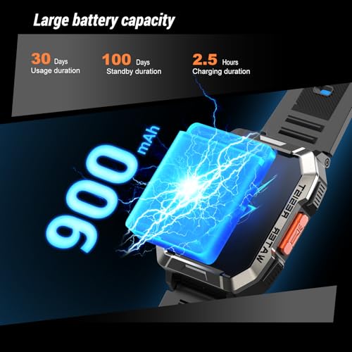 Military Smart Watch for Men (Answer/Make Calls), 2.01'' Smart Watch for Android and iPhone, Fitness Tracker with Flashlig...