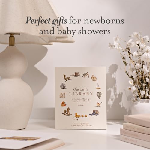 Our Little Library: A Foundational Language Vocabulary Board Book Set for Babies, Including Farm & Forest Animals, Fruits & Veggies, Toys & More (Tabitha Paige Children's Book Series)