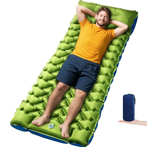 Oramoose Camping Sleeping Pad, 4in Thick Ultralight Inflatable Camping Mat with Pillow, Built-in Foot Pump Sleeping Mat, W...