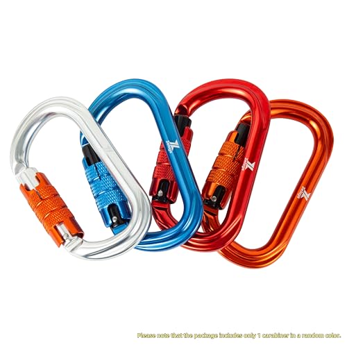 Zeluga 15-296 25KN Auto Locking Carabiner, Twist Lock, Lightweight, Professional Carabiner Clips, Assorted Color, 1 Piece