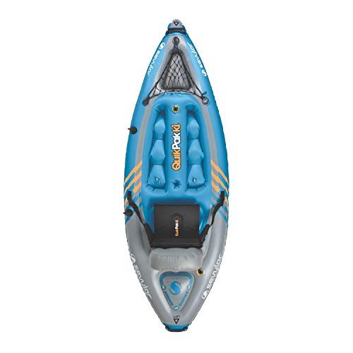 Sevylor QuickPak K1 1-Person Inflatable Kayak, Kayak Folds into Backpack with 5-Minute Setup, 21-Gauge PVC Construction; H...