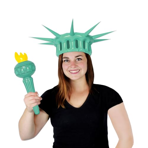 Beistle Inflatable Statue of Liberty Crown & Torch, Patriotic Party Accessories, 4th July Outfit for Parades Events, Crow...