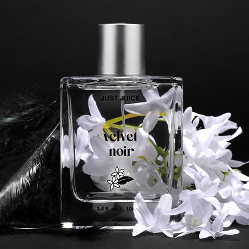 Just Juice Velvet Noir - Crisp Jasmine Perfume for Women and Men - Floral Musk Mini Travel Perfume with Apple, Rose, Geranium, Amber - 0.33 oz