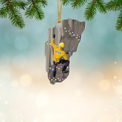 GABITA Personalized Rock Climbing Ornament, Custom Name 2D Flat Rock Climbing Christmas Ornament, Gift for Climbers