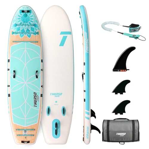 THURSO SURF Tranquility 10 ft 8 Yoga Paddle Board Inflatable Stand Up Paddleboard Yoga/Pilates/Fitness SUP Board | Woven D...