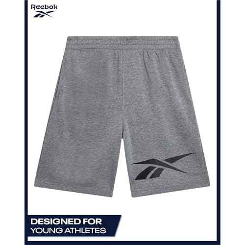Reebok Boys Athletic Shorts - 2 Pack Performance Quick Dry Pull On French Terry Boys Shorts with Pockets for Basketball Gym