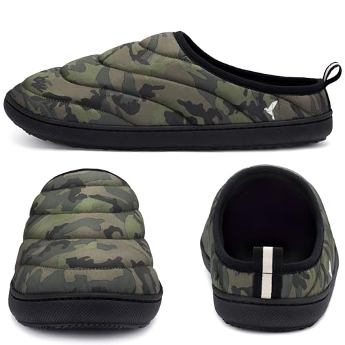 RockDove Men’s Trail-Therm Quilted Memory Foam Slippers for Camping and Indoor Outdoor Adventures with Anti-Slip Rubber Sole